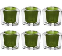 Simpa 6Pc Heavy Weight Glass Tea Light Holders - Green