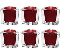 Simpa 6Pc Heavy Weight Glass Tea Light Holders - Red