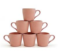 simpa 6PC Pink Ribbed Speckled Stoneware Mugs 500ml