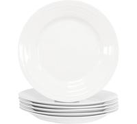 simpa 6PC Porcelain White Concave Dinner Plate Set. 27cm Diameter simpa White