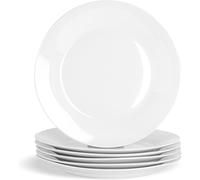 simpa 6PC Porcelain White Dinner Plate Set. 27cm Diameter simpa White