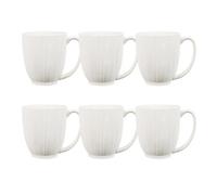simpa 6PC Porcelain White Elegant Mug Set. Volume 500ml. Dishwasher & Microwave Safe.