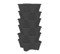 simpa 6PC Quad-Pot Stackable Indoor & Outdoor Planters - Black