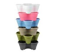 simpa 6PC Quad-Pot Stackable Indoor & Outdoor Planters - Multicolour Set