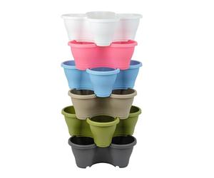 simpa 6PC Quad-Pot Stackable Indoor & Outdoor Planters - Multicolour Set