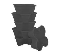 simpa 6PC Quad-Pot Stackable Modular Planters in Black simpa Black