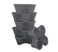 simpa 6PC Quad-Pot Stackable Modular Planters in Grey simpa Grey