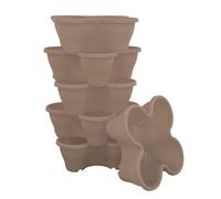 simpa 6PC Quad-Pot Stackable Modular Planters in Taupe simpa Taupe