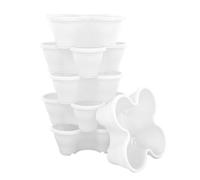 simpa 6PC Quad-Pot Stackable Modular Planters in White simpa White