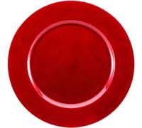Simpa 6Pc Red Metallic Shimmer Decorative Reusable Plastic Charger Plates 33Cm Dia