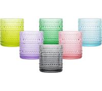 simpa 6PC Retro Beaded Colour Drinking Glass Set 350ml simpa Multicolor