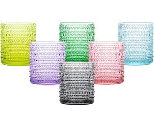 simpa 6PC Retro Beaded Colour Drinking Glass Set 350ml simpa Multicolor