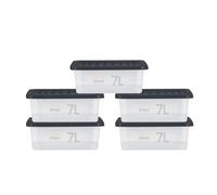 simpa 7L Stackable Compact Plastic Storage Boxes - Set of 5 in Clear simpa Clear