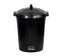simpa 80 Litre 80L Extra Large Black Plastic Dustbin Kitchen House Garden Storage Unit Bin with Clip Locking Lid.