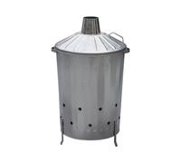 simpa 90L Galvanised Steel Incinerator & Lid in Metallic Silver | Size: Large simpa Metallic Silver Large