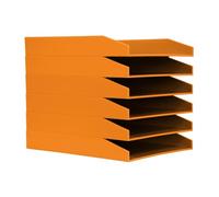 simpa A4 Orange Plastic Stackable Letter Filing Document Letter Tray Dimensions 25cm (W) x 31cm (L) x 13.5cm (H) - Set of 6