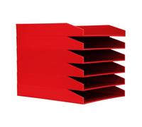 simpa A4 Red Plastic Stackable Letter Filing Document Letter Tray Dimensions 25cm (W) x 31cm (L) x 13.5cm (H) - Set of 6