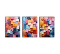 simpa Abstract Rainbow Stone 3 Panel Canvas Wall Art simpa Multicolor
