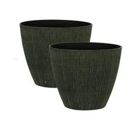 Simpa Allure 2Pc Natural Textured Plastic Planters 33Cm (H) X 38Cm (Diameter)