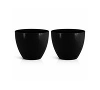 simpa Avant-Garde Gloss Plastic Planter Set of 2 in Black | Size: Small simpa Black S