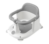 simpa Baby Bath Seat for Babies 6 Months+, Non Slip Sit Up Bath Support with Soft Cushion, Secure Plastic Baby Bath Seat, White and Grey