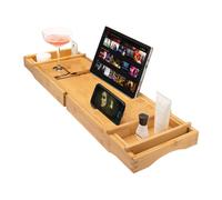 simpa Bamboo Bathtub Multifunction Extendable Caddy Tray in Beige simpa Beige