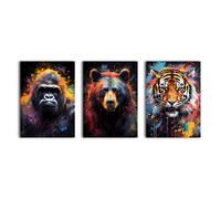 simpa Beast of the Forests 3 Panel Canvas Wall Art simpa Multicolor