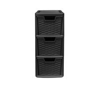 Simpa Black 3 Drawer Small Rattan Storage Unit