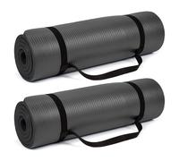simpa Black Extra Thick 12mm Yoga Mat 183cm x 60cm. Set of 2 | Size: 183 cm x 60 cm simpa Black 183 cm x 60 cm