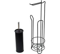 Simpa Black Free Standing Toilet Brush & Toilet Roll Holder