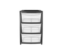 Simpa Black Large 3 Drawer Multi-Purpose Plastic Storage Tower