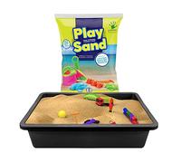 simpa Black Large Plastic Rectangular Deep Sand Pit Play with 15kg Bag of Play Sand - 13cm (H) x 64cm (L) x 49cm (W)