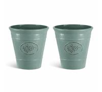 simpa Country Style Gloss Plastic Planter - Set of 2 in Green | Size: Large simpa Green L