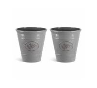 simpa Country Style Gloss Plastic Planter - Set of 2 in Grey | Size: Small simpa Grey S