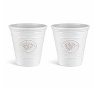 simpa Country Style Gloss Plastic Planter - Set of 2 in White | Size: Large simpa White L