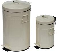 Simpa Cream 2Pc Metal Pedal Dustbin 12L & 3L Set