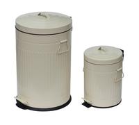 Simpa Cream 2Pc Metal Pedal Dustbin 20L & 5L Set