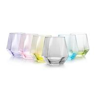 simpa Diamond Shape Multicoloured Drinking Glasses 290ml Set of 6