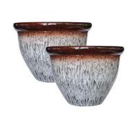 simpa Drip Glaze Two Tone Grey Plastic Planters - Set of 2 | Size: Small simpa Grey S