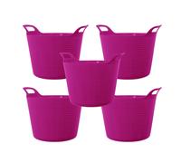 simpa Durable Plastic MultiPurpose Flexi Tubs 42L - Set of 5 in Pink simpa Pink