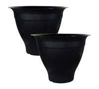 simpa Extra Large Black Plastic Butterfly Embossed Planter Pot - 25cm (H) x 70cm (L) x 29.5cm (W) - Set of 2.