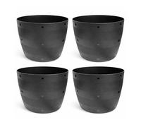 simpa Flexi Style Black Half Barrel Planter - 29cm (H) x 34cm (Dia) - Set of 4 Planters - Suitable for Indoor or Outdoor Use