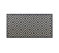 simpa Geometric Outdoor Plastic Waterproof Reversible UV Resistant Rugs - Black/Brown 90 x 180cm. Suitable for Gardens, Patios, Camping, Beach & Picnics.