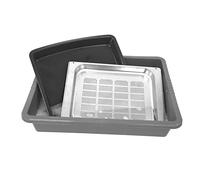 simpa Grey Large Plastic Rectangular Deep BBQ, Grill Rack Soaking & Cleaning Tray - 13cm (H) x 64cm (L) x 49cm (W)