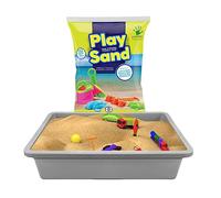 simpa Grey Large Plastic Rectangular Deep Sand Pit Play with 15kg Bag of Play Sand - 13cm (H) x 64cm (L) x 49cm (W)