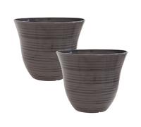 simpa Halo Gloss Grey Plastic Planters - Set of 2 | Size: Medium simpa Grey M