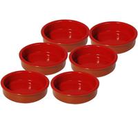 simpa Handmade Clay Spanish Tapas Cazuelas Serving Bowls Set of 6 in Red simpa Red