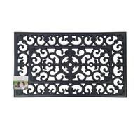 Simpa Heavy Duty Rubber Door Mat - Single Standard Mat 75Cm (L) X 45Cm (W). Wrought Iron Style Design.