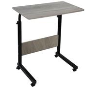 simpa Height Adjustable Mobile Laptop Table Workstation with Metal Frame & Rolling Castors - Oak Grey