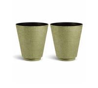 simpa Hudson Textured Effect Plastic Planters - Set of 2 in Green | Size: Large simpa Green L